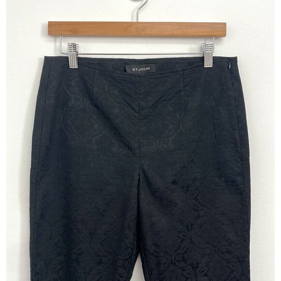 ST. JOHN Damask Floral Embossed Print Cigarette Slim Pant Vent Hem - Size 10* - Picture 4 of 15